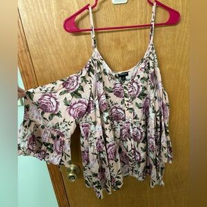 Torrid size 2 peplum cold shoulder top with flowy sleeves never worn